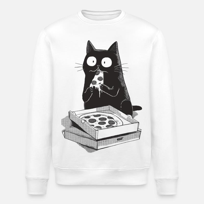 Pizza-Katze - Stanley/Stella Unisex Bio-Sweatshirt ROLLER - Weiß