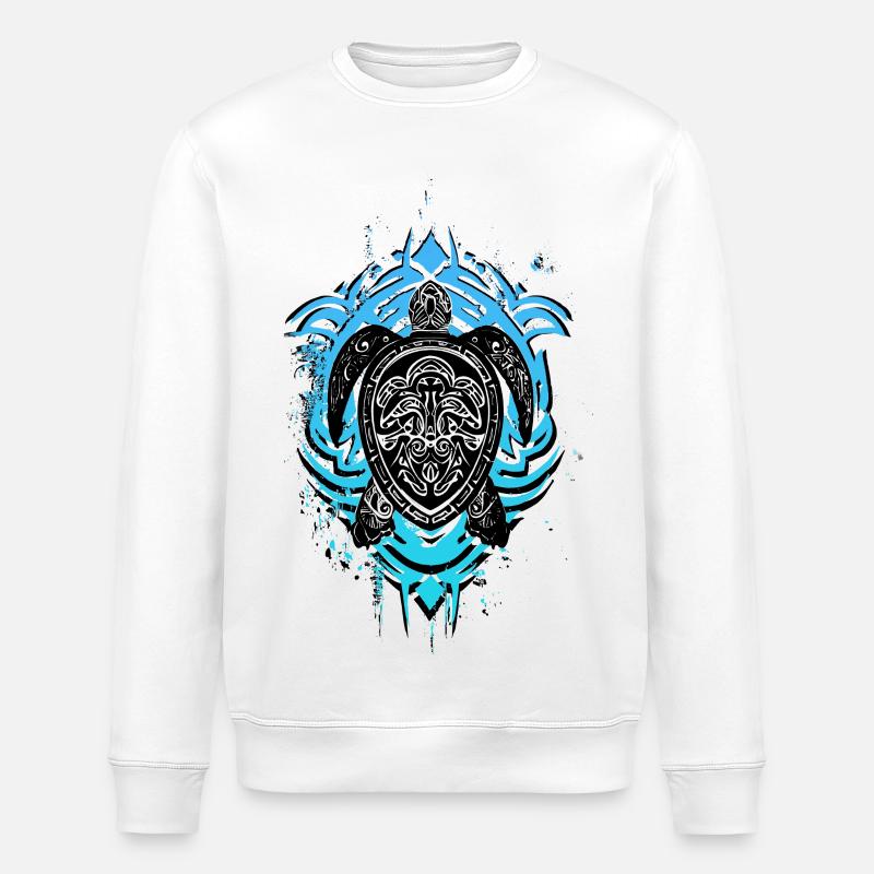 Astral blue silhouette turtle - Stanley/Stella ROLLER Unisex Organic Sweatshirt - white