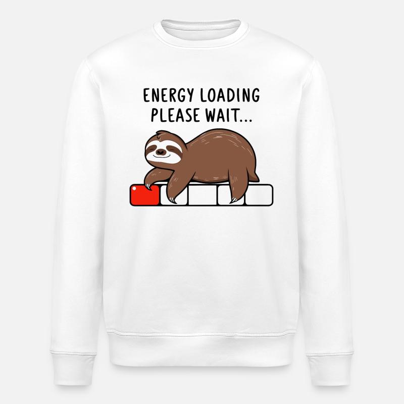 Faultier Energy Loading Please Wait - Stanley/Stella Unisex Bio-Sweatshirt ROLLER - Weiß