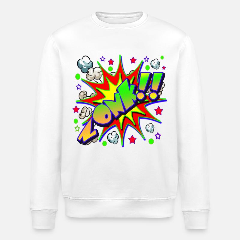 Comic Book ZONK - Stanley/Stella ROLLER Unisex Organic Sweatshirt - white