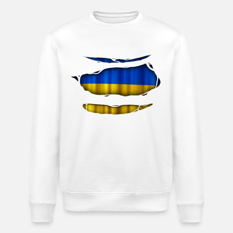 Ukraine Drapeau Ripped 017 - Sweat bio ROLLER Stanley/Stella Unisexe - blanc