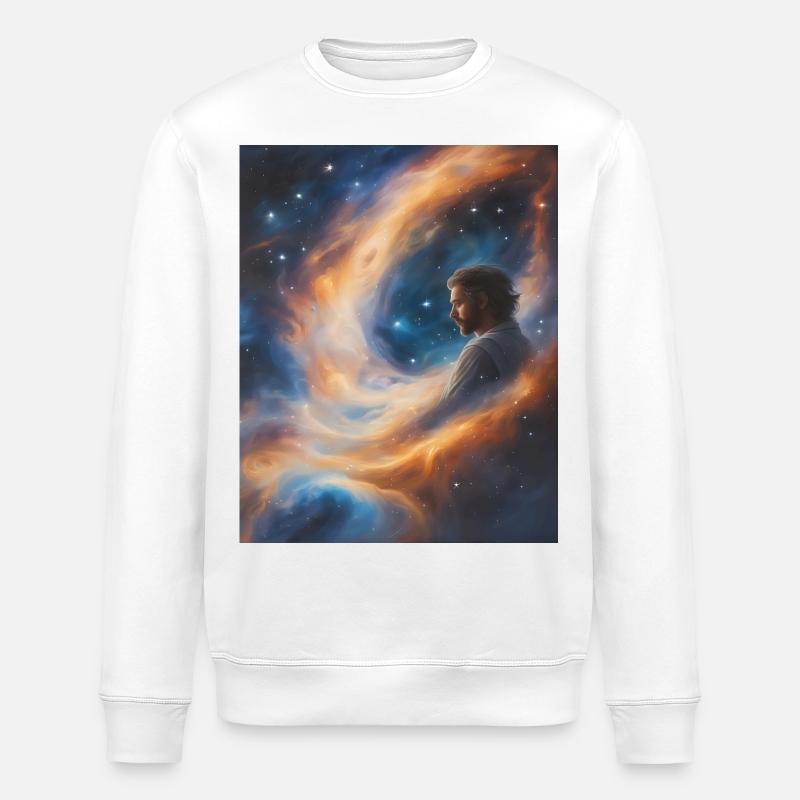 God transcends in stardust - Stanley/Stella ROLLER Unisex Organic Sweatshirt - white