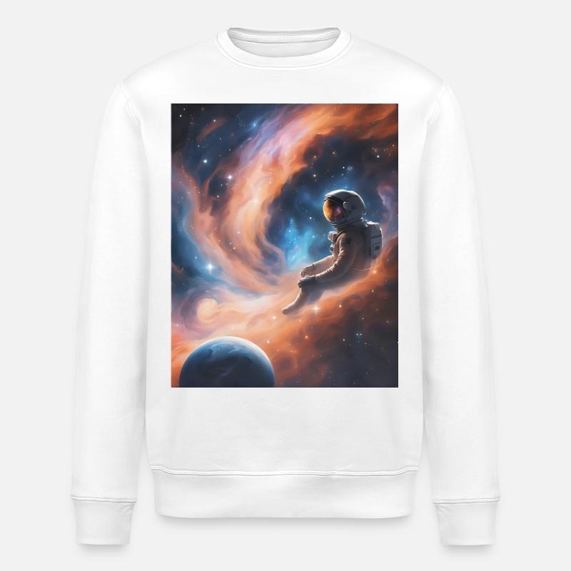 Astronaut floats in space - Stanley/Stella ROLLER Unisex Organic Sweatshirt - white