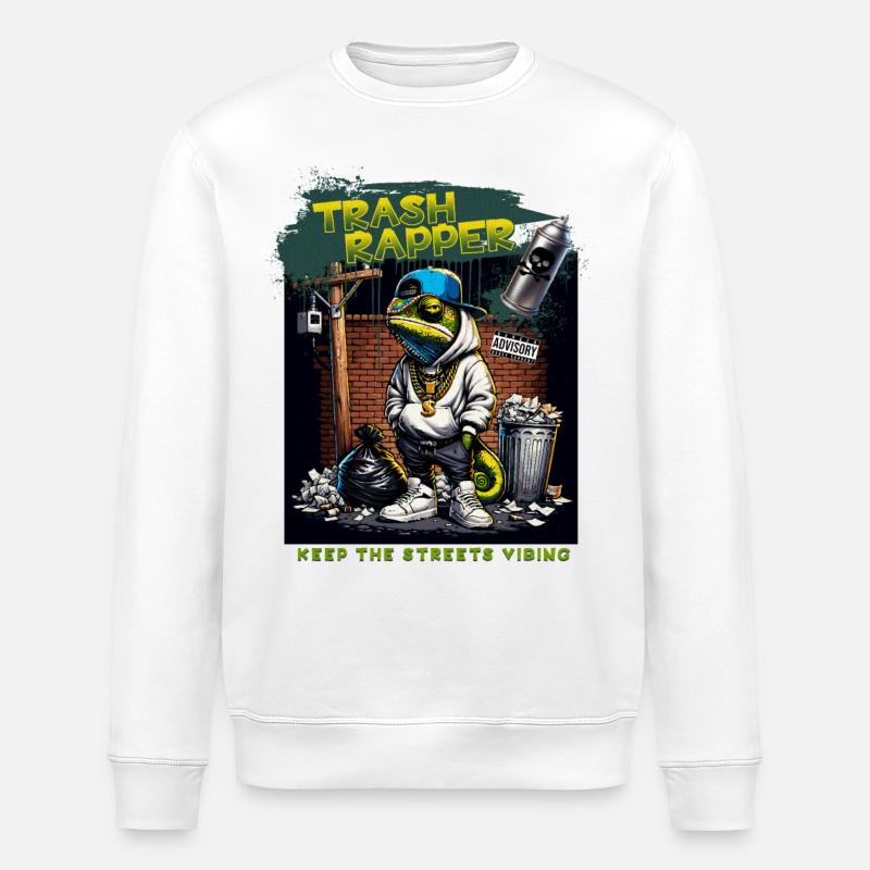 TRASH RAPPER Eidechse - Stanley/Stella Unisex Bio-Sweatshirt ROLLER - Weiß