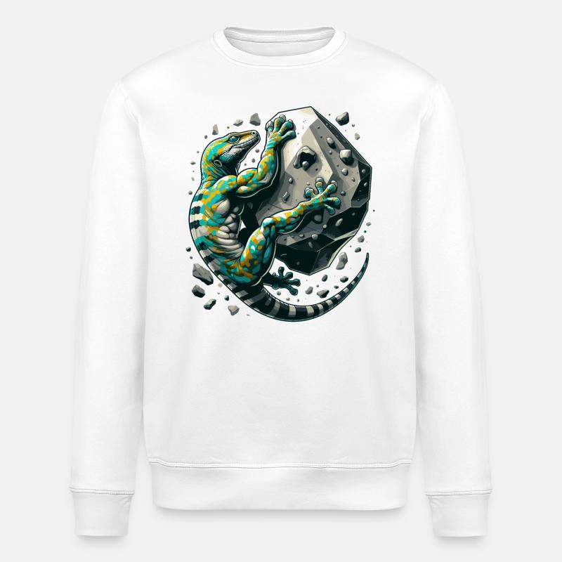 Bouldering Gecko Muscles cadeau - Sweat bio ROLLER Stanley/Stella Unisexe - blanc
