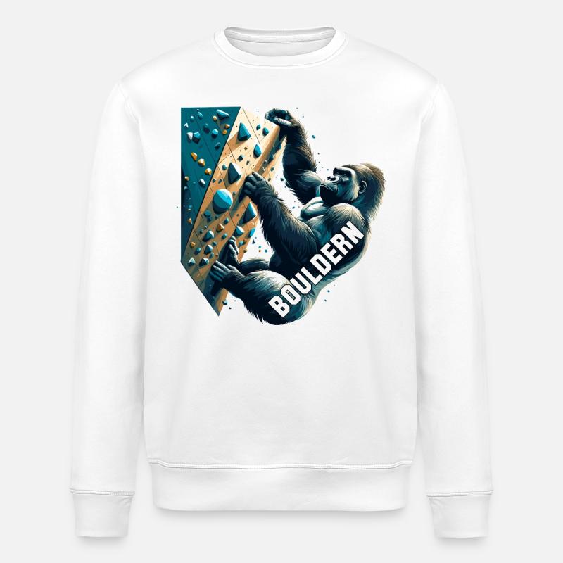Bouldern Gorilla Geschenk - Stanley/Stella Unisex Bio-Sweatshirt ROLLER - Weiß
