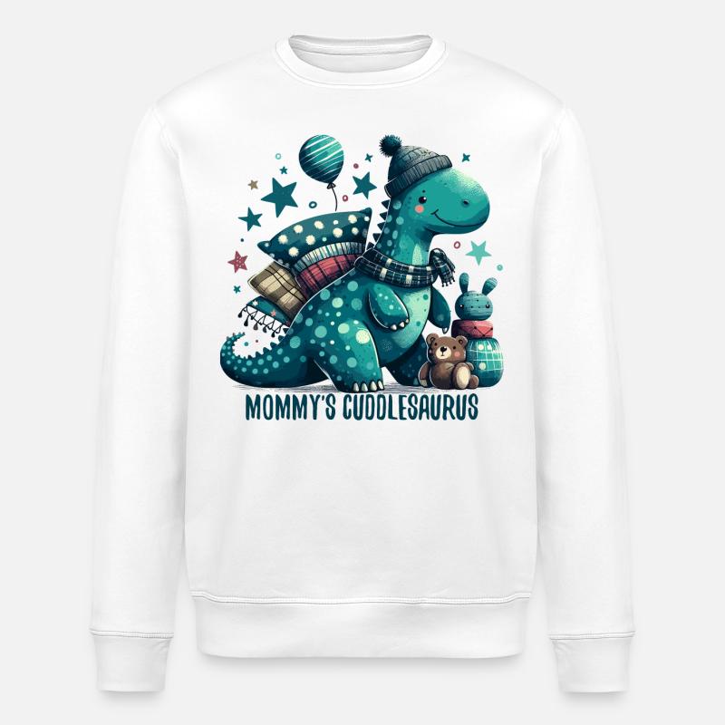 Mommy’s Cuddlesaurus Kuschel-Dinosaurier Geschenk - Stanley/Stella Unisex Bio-Sweatshirt ROLLER - Weiß