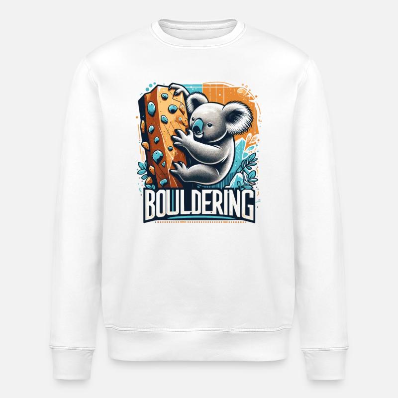 Bouldering Koala Gift - Stanley/Stella ROLLER Unisex Organic Sweatshirt - white