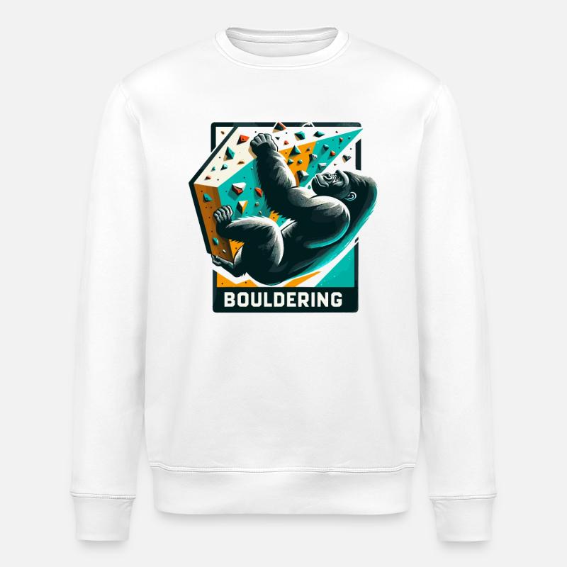 Bouldering Gorilla Gift - Stanley/Stella ROLLER Unisex Organic Sweatshirt - white