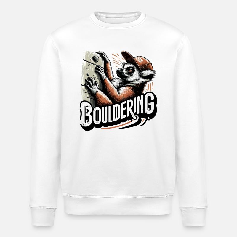 Bouldern Lemur Klettern Geschenk - Stanley/Stella Unisex Bio-Sweatshirt ROLLER - Weiß