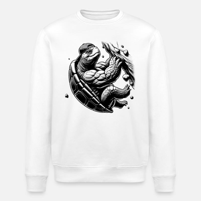 Bouldering Turtle Climbing Gift - Stanley/Stella ROLLER Unisex Organic Sweatshirt - white