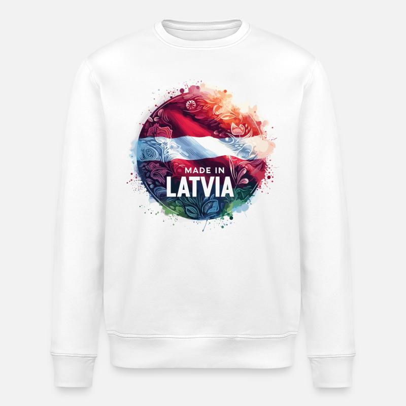 Made in Latvia Gift - Stanley/Stella ROLLER Unisex Organic Sweatshirt - white