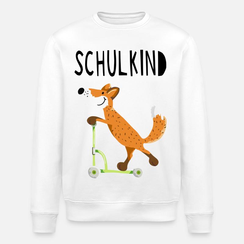 Endlich Schuldkind - Kleiner Fuchs mit Roller - Stanley/Stella Unisex Bio-Sweatshirt ROLLER - Weiß