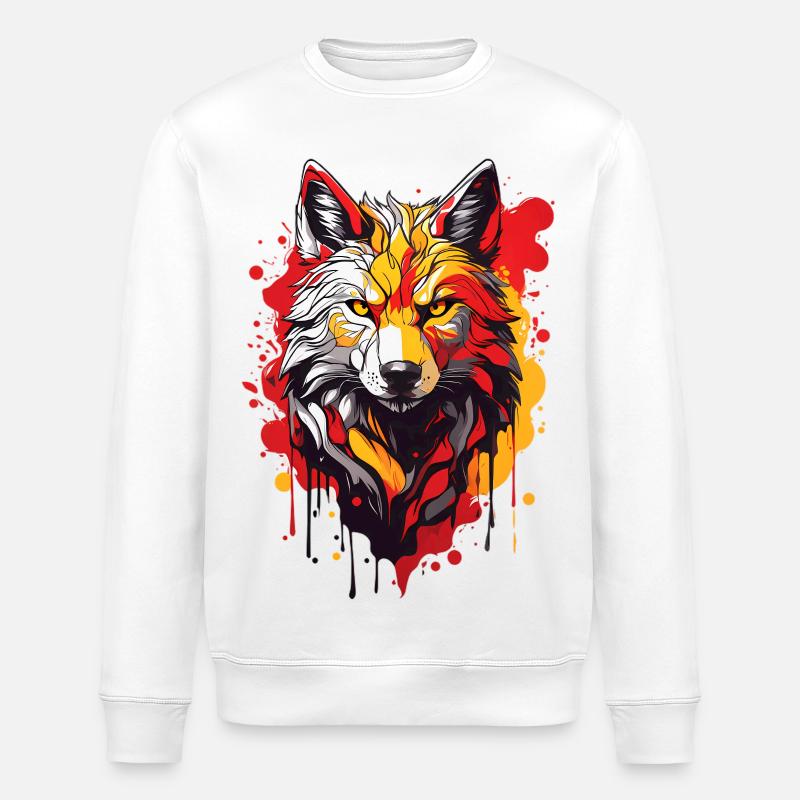 Coole Wolf - Stanley/Stella Unisex Bio-Sweatshirt ROLLER - Weiß
