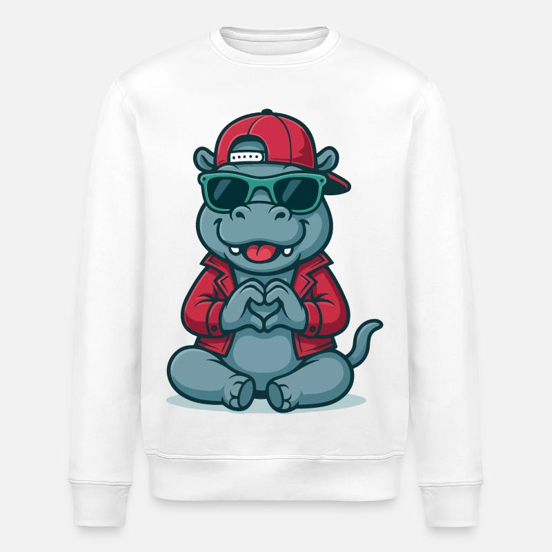 Hippo Heart Style - Stanley/Stella Unisex Bio-Sweatshirt ROLLER - Weiß