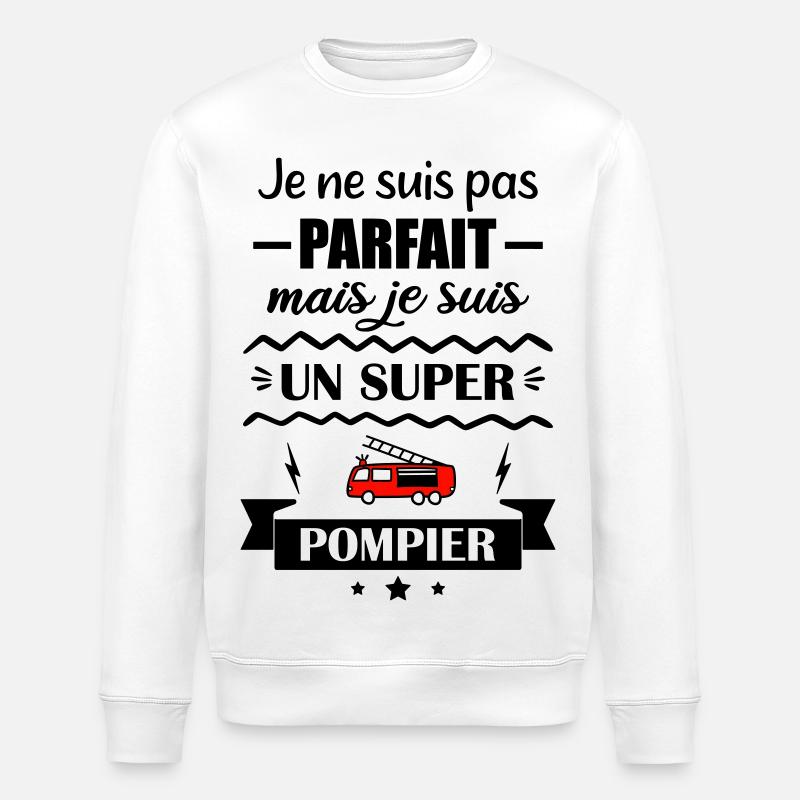 Super Firefighter Fire Hero Fire Truck - Stanley/Stella ROLLER Unisex Organic Sweatshirt - white