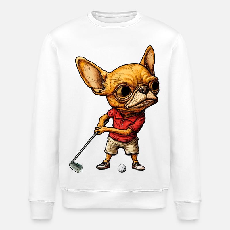 Chihuahua Golfspieler - Stanley/Stella Unisex Bio-Sweatshirt ROLLER - Weiß