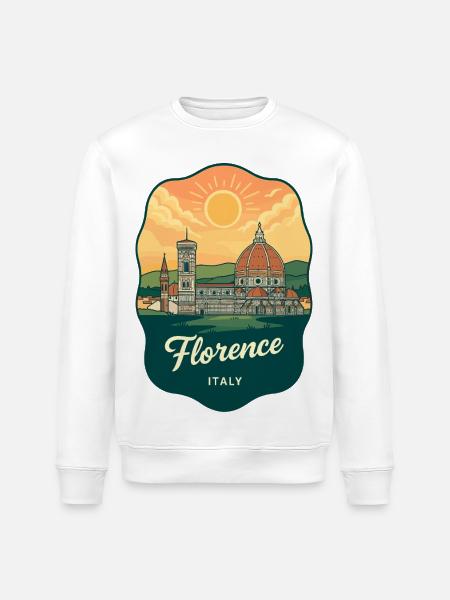 Florence Duomo Retro Sonnenuntergangs-Reiseabzeichen - Stanley/Stella Unisex Bio-Sweatshirt ROLLER - Weiß