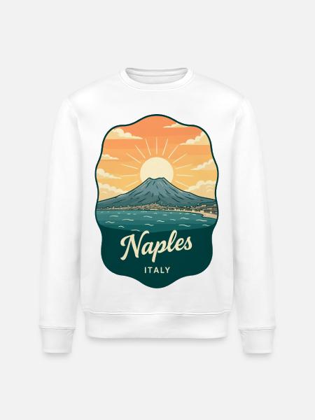 Neapel Mount Vesuvius Retro Reiseabzeichen - Stanley/Stella Unisex Bio-Sweatshirt ROLLER - Weiß