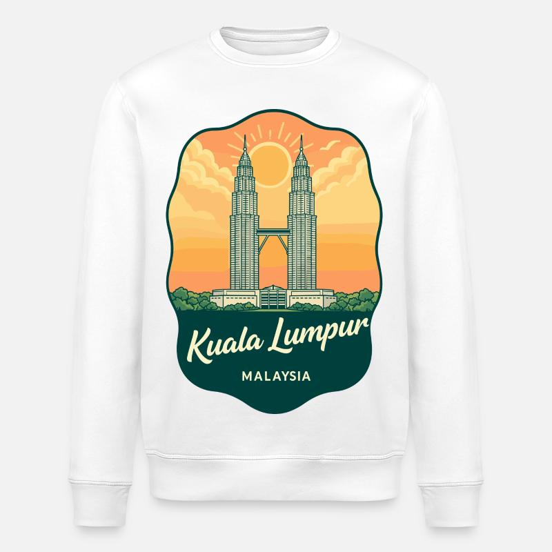 Kuala Lumpur Petronas Towers Retro-Abzeichen - Stanley/Stella Unisex Bio-Sweatshirt ROLLER - Weiß