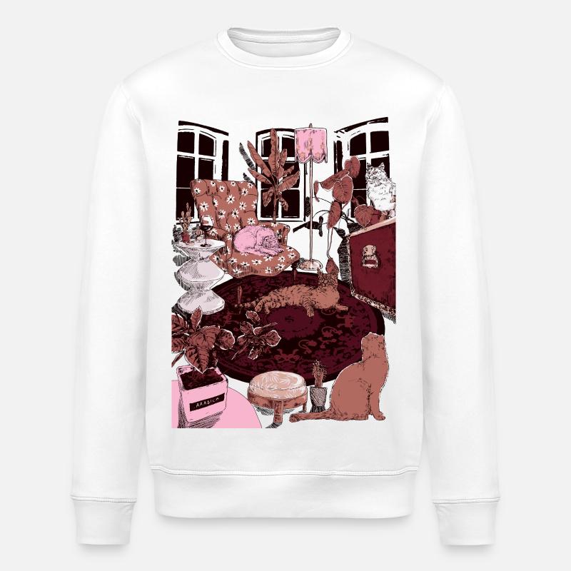 GEMÜTLICHE KATZEN - Stanley/Stella Unisex Bio-Sweatshirt ROLLER - Weiß