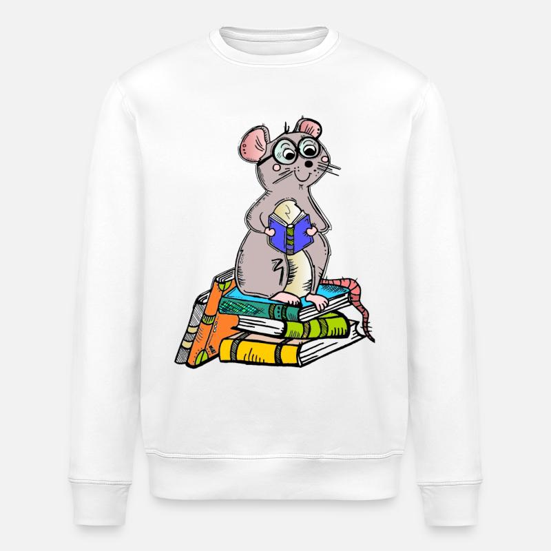 Livre Nerd - Bookworm - Sweat bio ROLLER Stanley/Stella Unisexe - blanc
