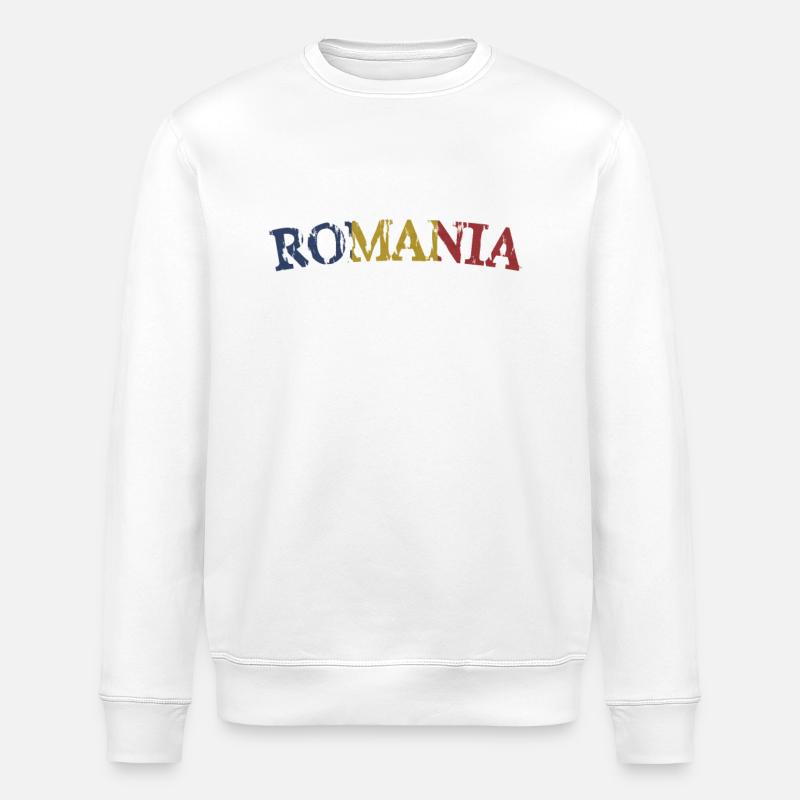 Roumanie Roumanie drapeau - Sweat bio ROLLER Stanley/Stella Unisexe - blanc