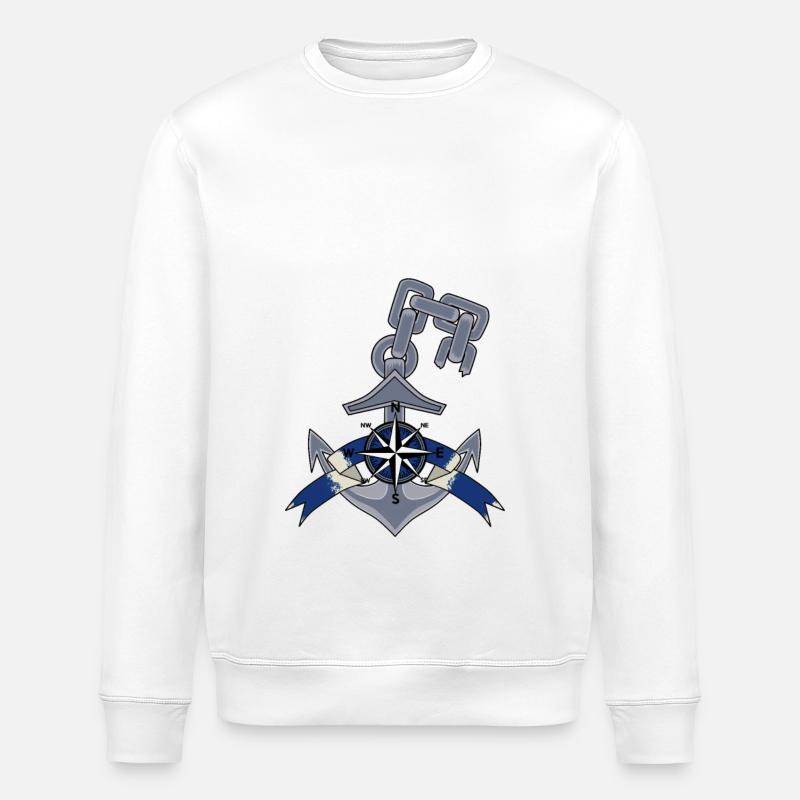 Anchor Windrose compass - Stanley/Stella ROLLER Unisex Organic Sweatshirt - white