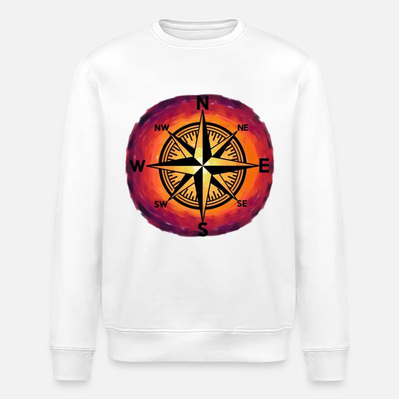 Sunset Windrose Compass Maritim Nautical - Stanley/Stella ROLLER Unisex Organic Sweatshirt - white