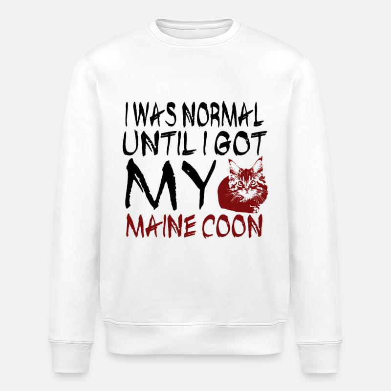 Maine coon Katze - Stanley/Stella Unisex Bio-Sweatshirt ROLLER - Weiß