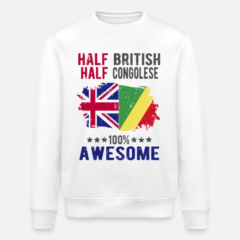 Half British Half Congolese - Stanley/Stella ROLLER Unisex Organic Sweatshirt - white