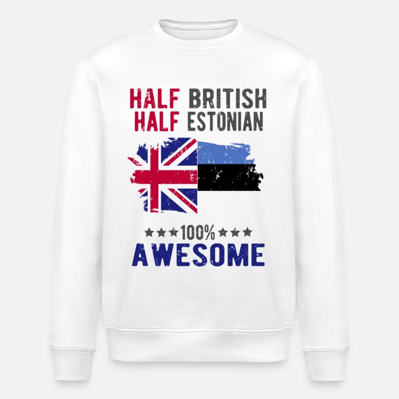 Half British Half Estonian - Stanley/Stella ROLLER Unisex Organic Sweatshirt - white