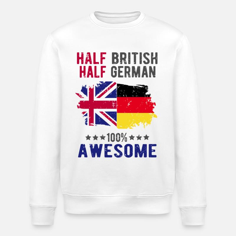 Half British Half German - Stanley/Stella ROLLER Unisex Organic Sweatshirt - white
