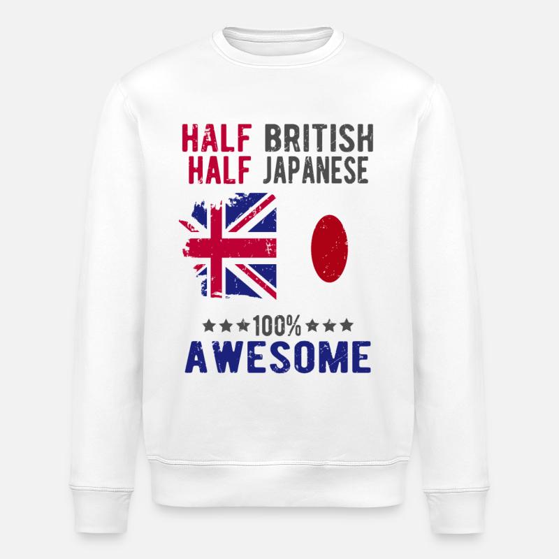 Half British Half Japanese - Stanley/Stella ROLLER Unisex Organic Sweatshirt - white