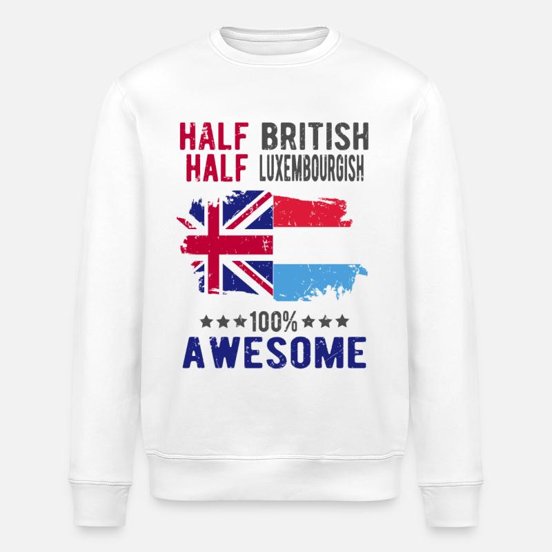 Halb Brite Halb Luxemburger - Stanley/Stella Unisex Bio-Sweatshirt ROLLER - Weiß