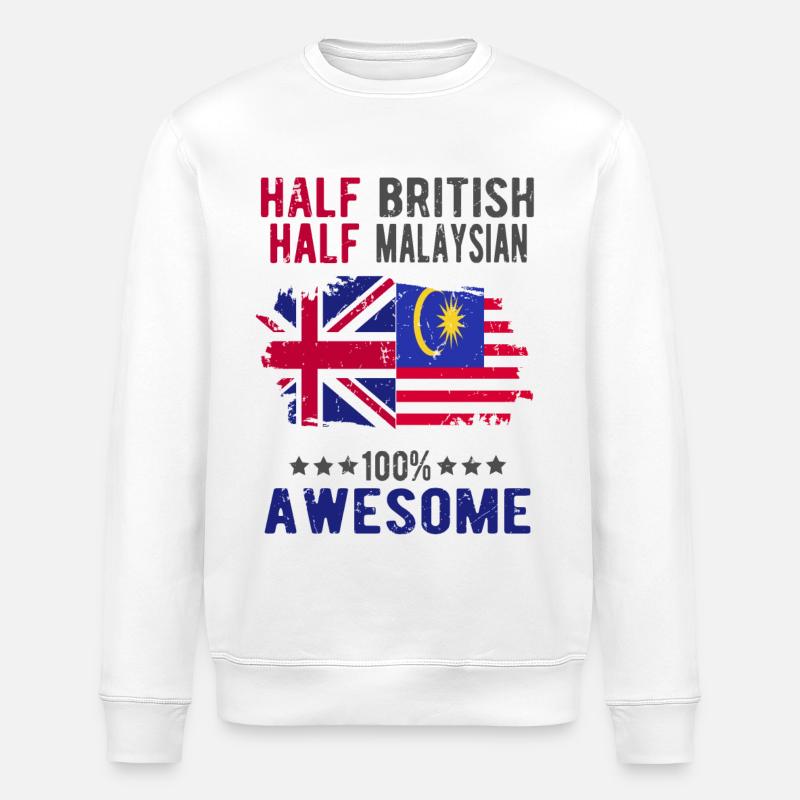 Half British Half Malaysian - Stanley/Stella ROLLER Unisex Organic Sweatshirt - white