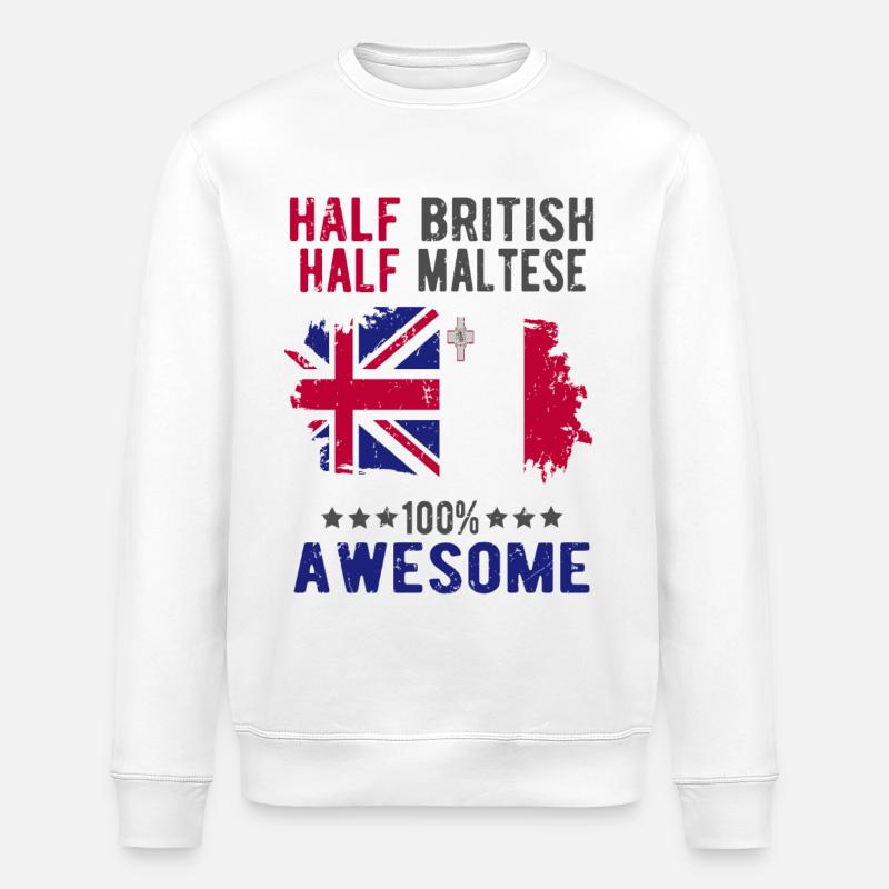 Half British Half Mateser - Stanley/Stella ROLLER Unisex Organic Sweatshirt - white