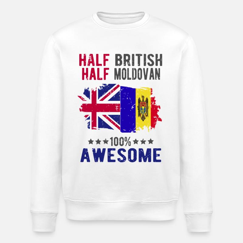 Halb Brite Halb Moldawier - Stanley/Stella Unisex Bio-Sweatshirt ROLLER - Weiß
