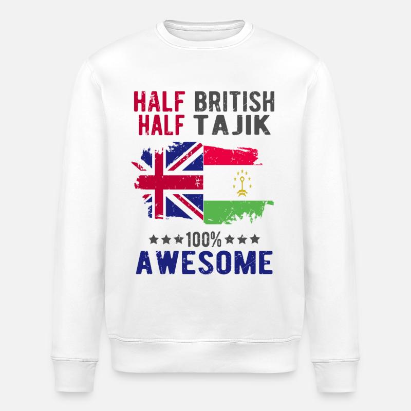 Half British Half Tajik - Stanley/Stella ROLLER Unisex Organic Sweatshirt - white