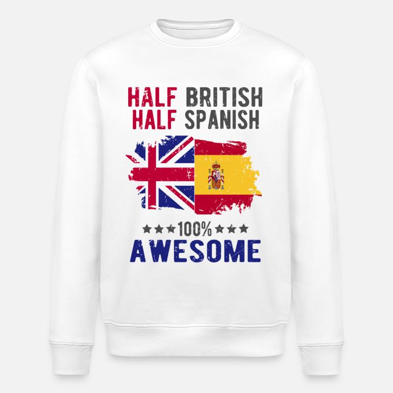 Half British Half Spaniard - Stanley/Stella ROLLER Unisex Organic Sweatshirt - white