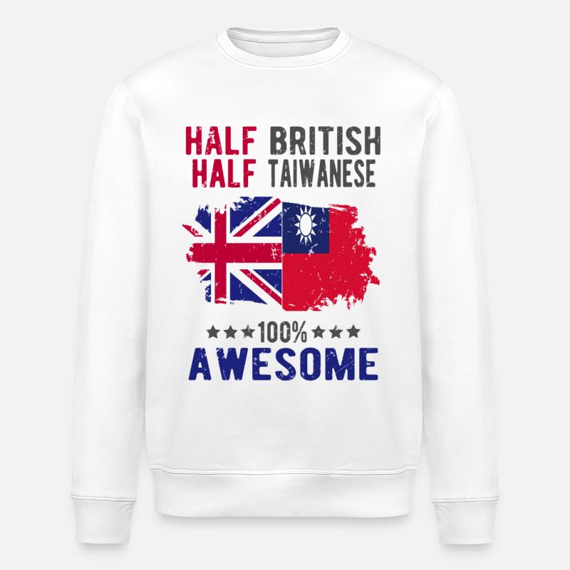 Half British Half Taiwanese - Stanley/Stella ROLLER Unisex Organic Sweatshirt - white