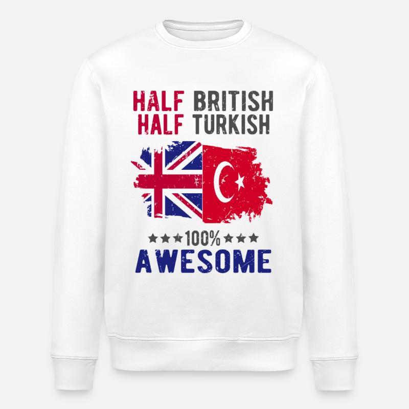 Half British Half Turk - Stanley/Stella ROLLER Unisex Organic Sweatshirt - white