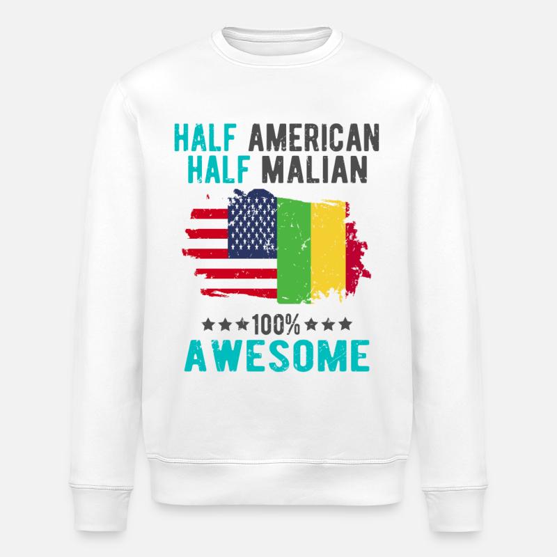 Half American Half Malian - Stanley/Stella ROLLER Unisex Organic Sweatshirt - white