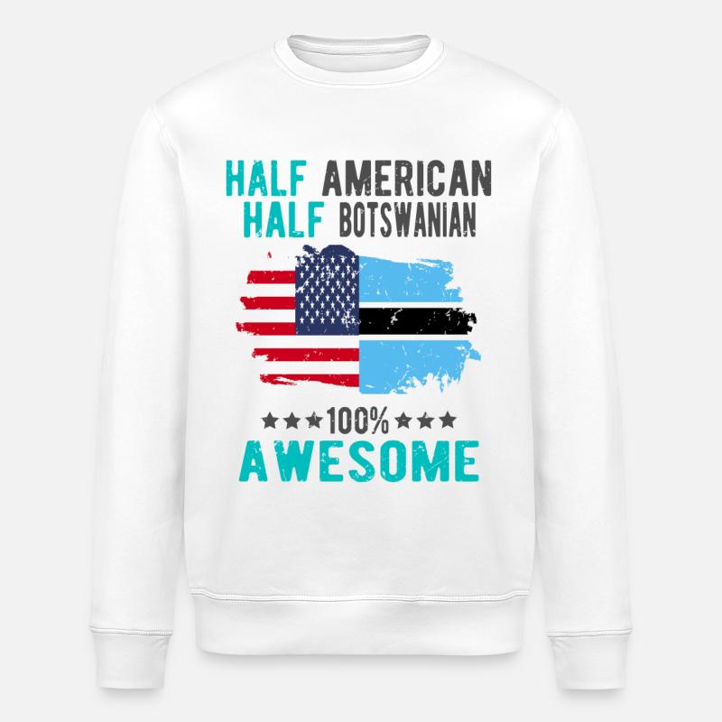 Half American Half Batswana - Stanley/Stella ROLLER Unisex Organic Sweatshirt - white