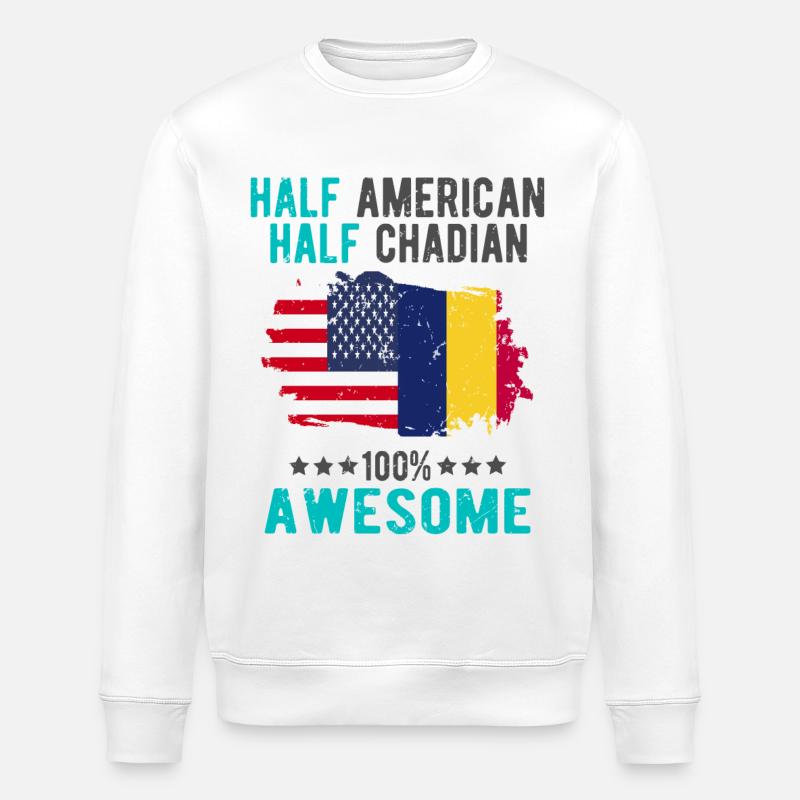 Half American, half Chader - Stanley/Stella ROLLER Unisex Organic Sweatshirt - white