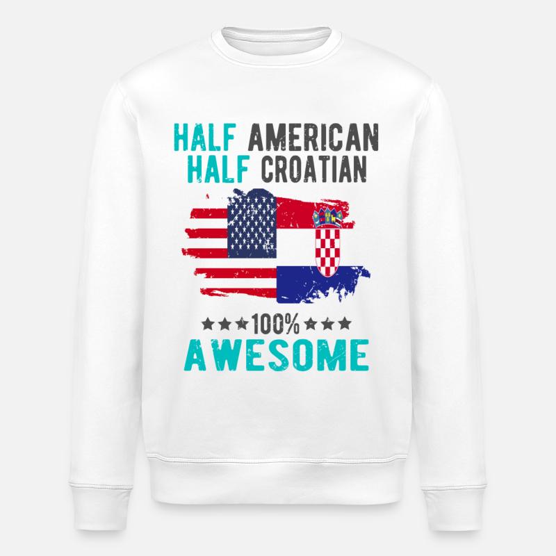 Mi-Américain, mi-Croate - Sweat bio ROLLER Stanley/Stella Unisexe - blanc