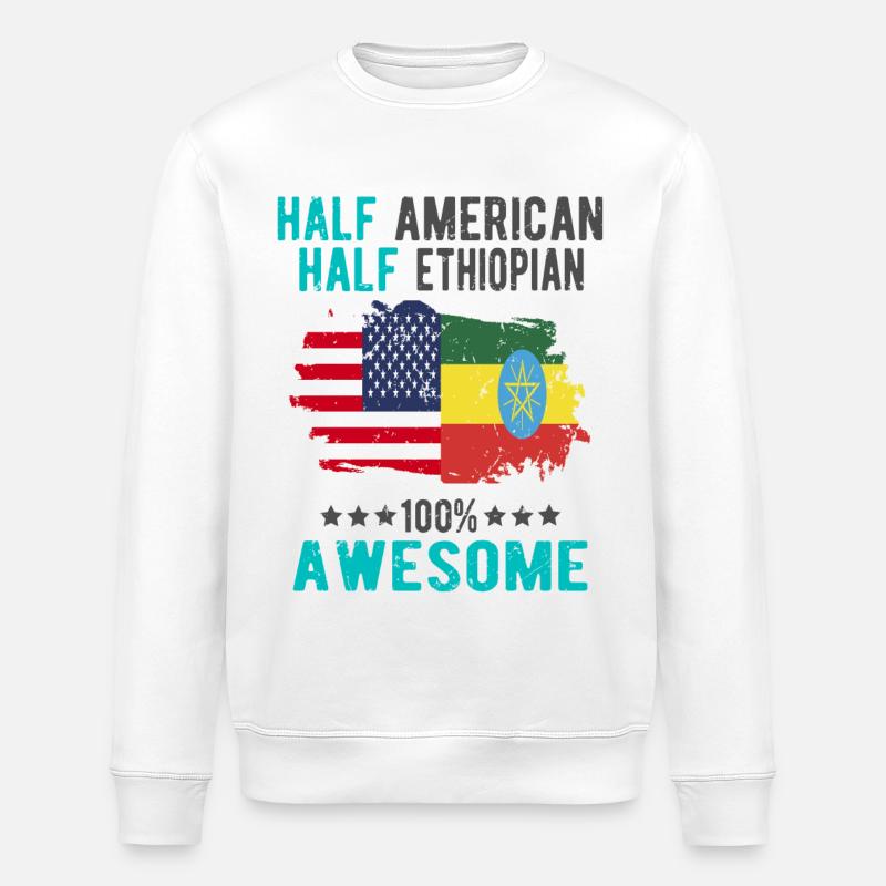 Halb Amerikaner Halb Äthiopier - Stanley/Stella Unisex Bio-Sweatshirt ROLLER - Weiß