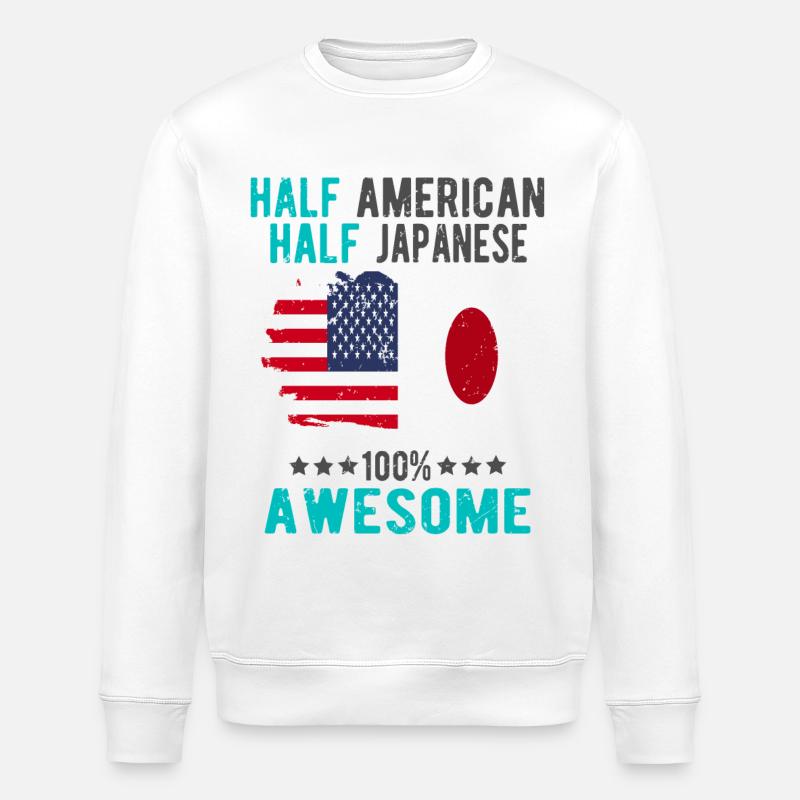 Half American Half Japanese - Stanley/Stella ROLLER Unisex Organic Sweatshirt - white