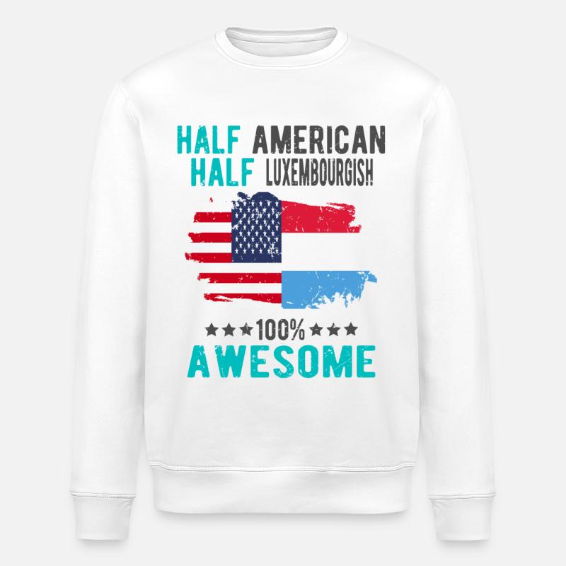 Half American Half Luxembourger - Stanley/Stella ROLLER Unisex Organic Sweatshirt - white