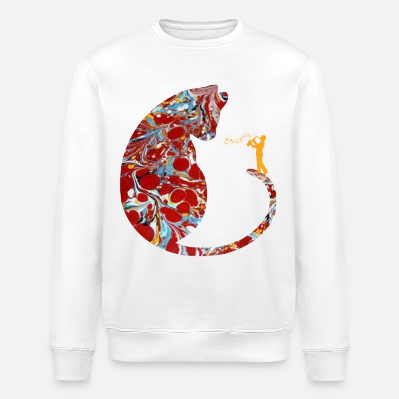 chat avec saxophone e 251 - Sweat bio ROLLER Stanley/Stella Unisexe - blanc